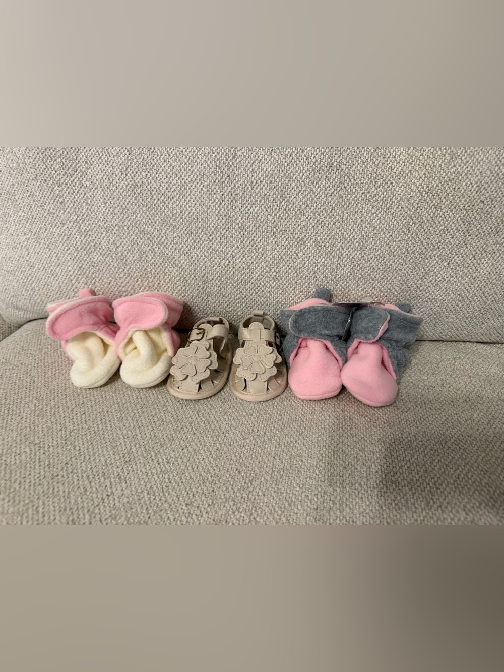 Infant Beige Flower Sandals and Booties
